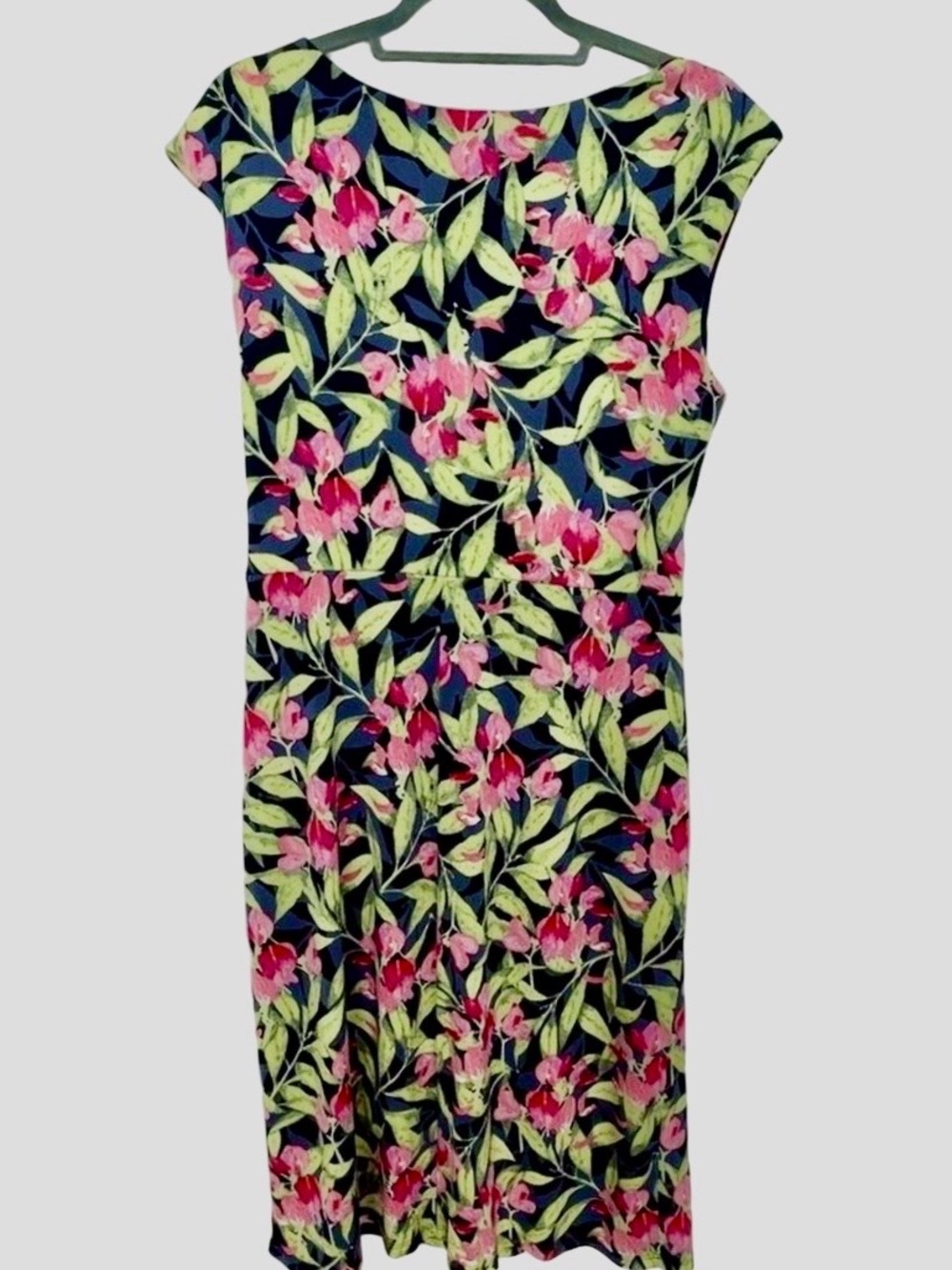 Floral Faux Wrap Knee Length Dress Size L - Picture 4 of 7